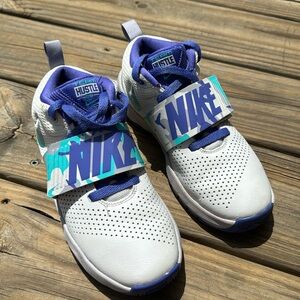 Girls Nike basketball shoes - size 4 purple/teal camo